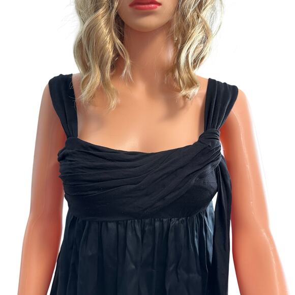 BCBGMaxAzria Black Mini Dress 0 Grecian Draped Bubble Hem Empire Waist Y2K - Picture 7 of 8